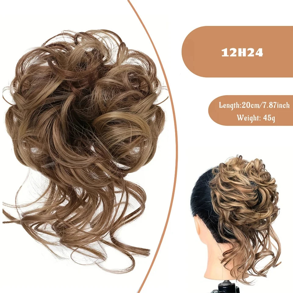 Messy Curly Hair Bun Scrunchie for Easy Updos