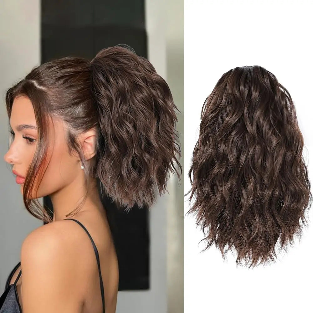 14-Inch Curly Water Ripple Drawstring Ponytail Extension - 17