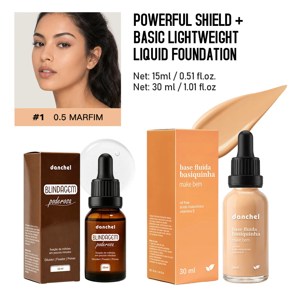 Liquid Foundation and Primer Makeup Set for Long Lasting Natural Finish - 21