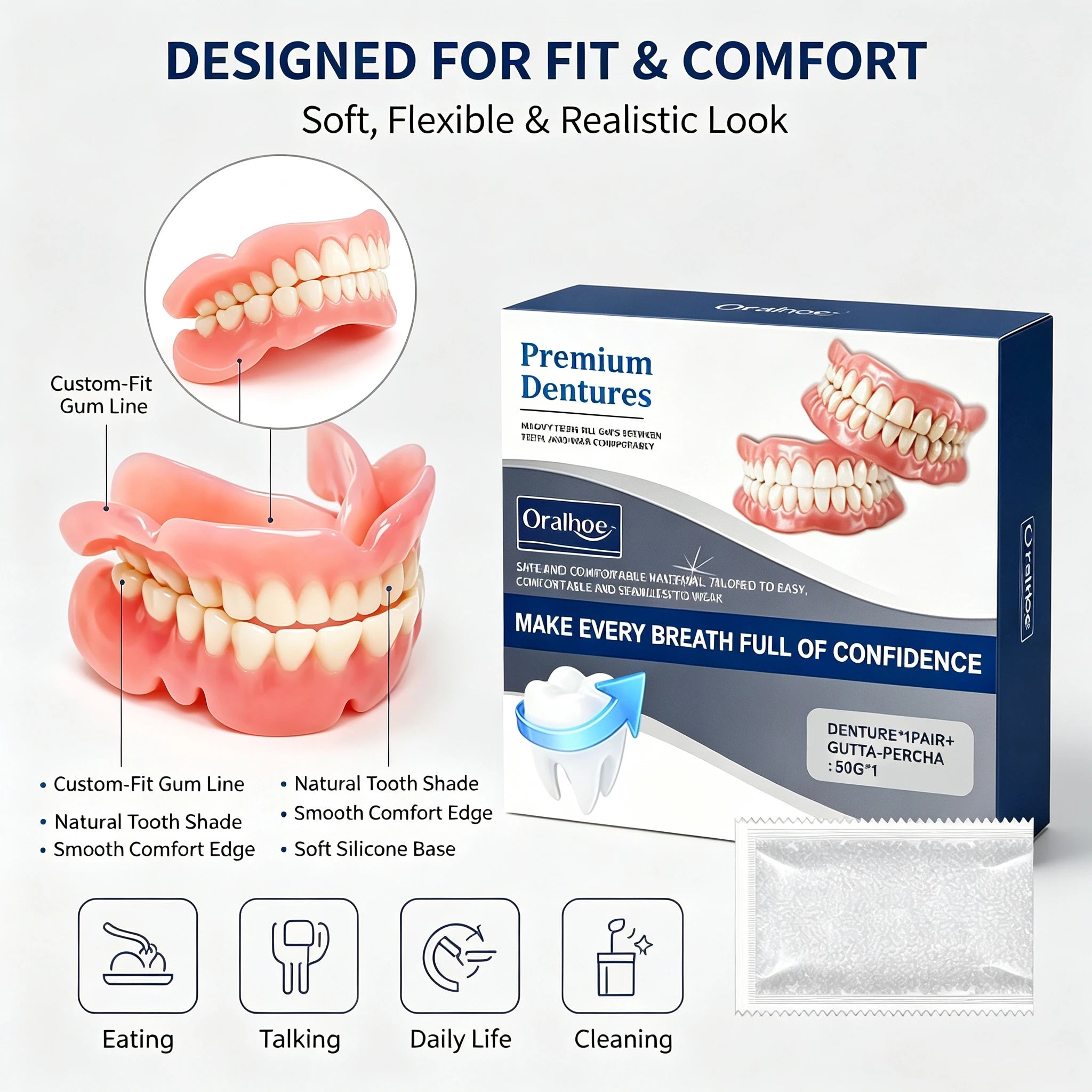 Comfortable Silicone Snap-On Denture Set for a Natural Realistic Smile - 5