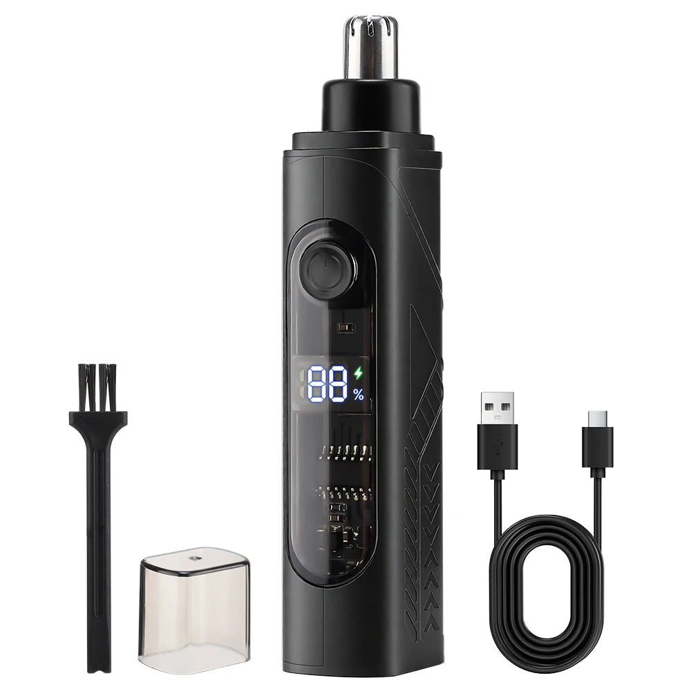 Electric Rechargeable Nose and Ear Hair Trimmer with LED Display - 20