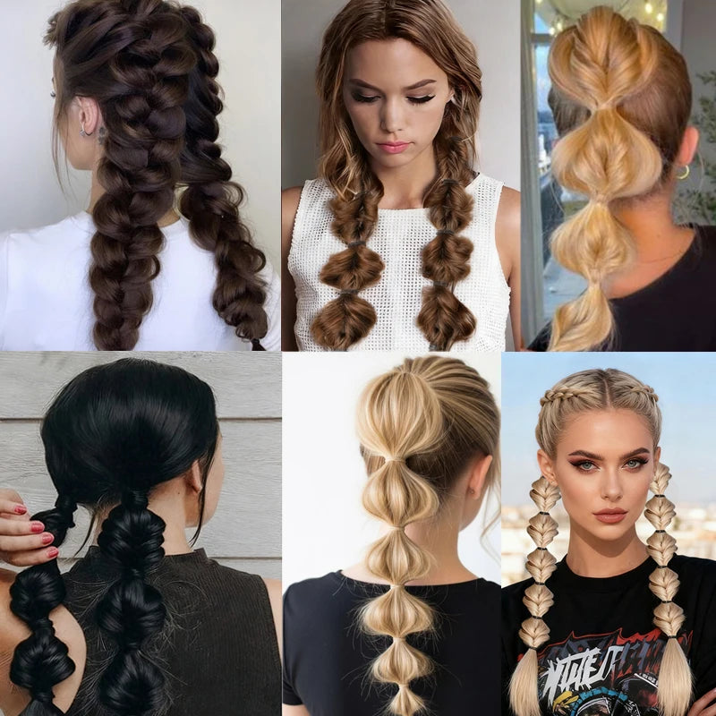 Synthetic Bubble Braid Ponytail Extension for Effortless Hairstyles - 5