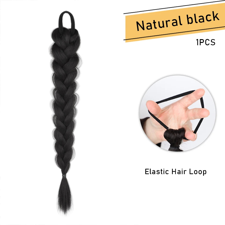 Long Clip-In Bubble Braid Ponytail Hair Extension for Daily Styling - 50