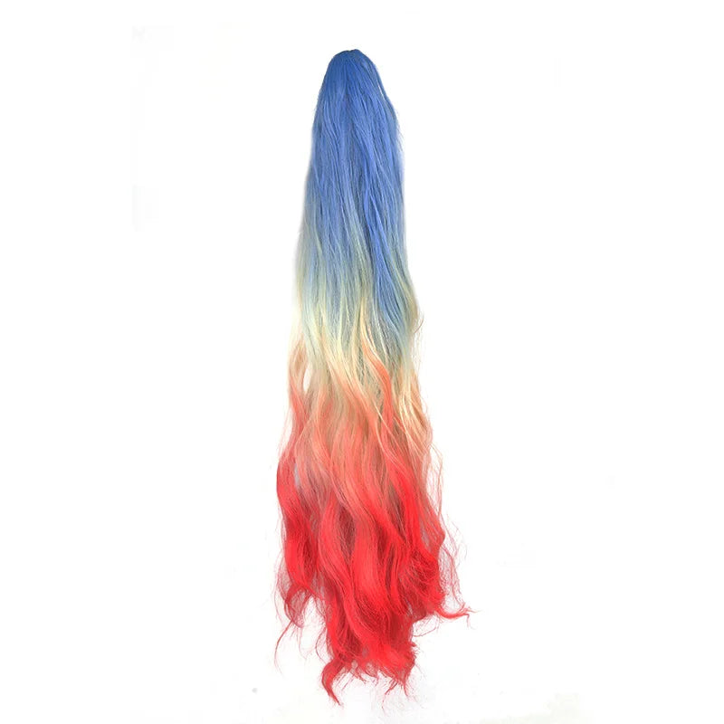 Rainbow Gradient Wavy Ponytail Hair Extension for Instant Volume