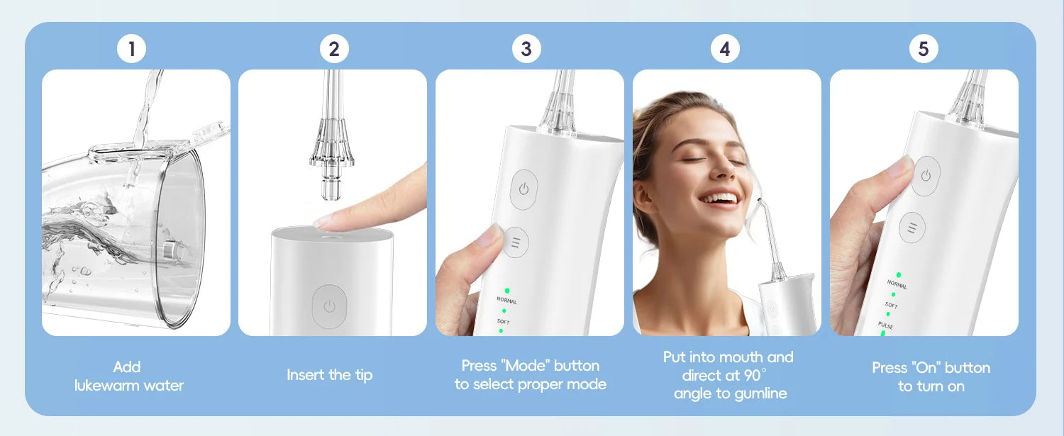 Portable Rechargeable Electric Water Flosser for Teeth Deep Cleaning - 11