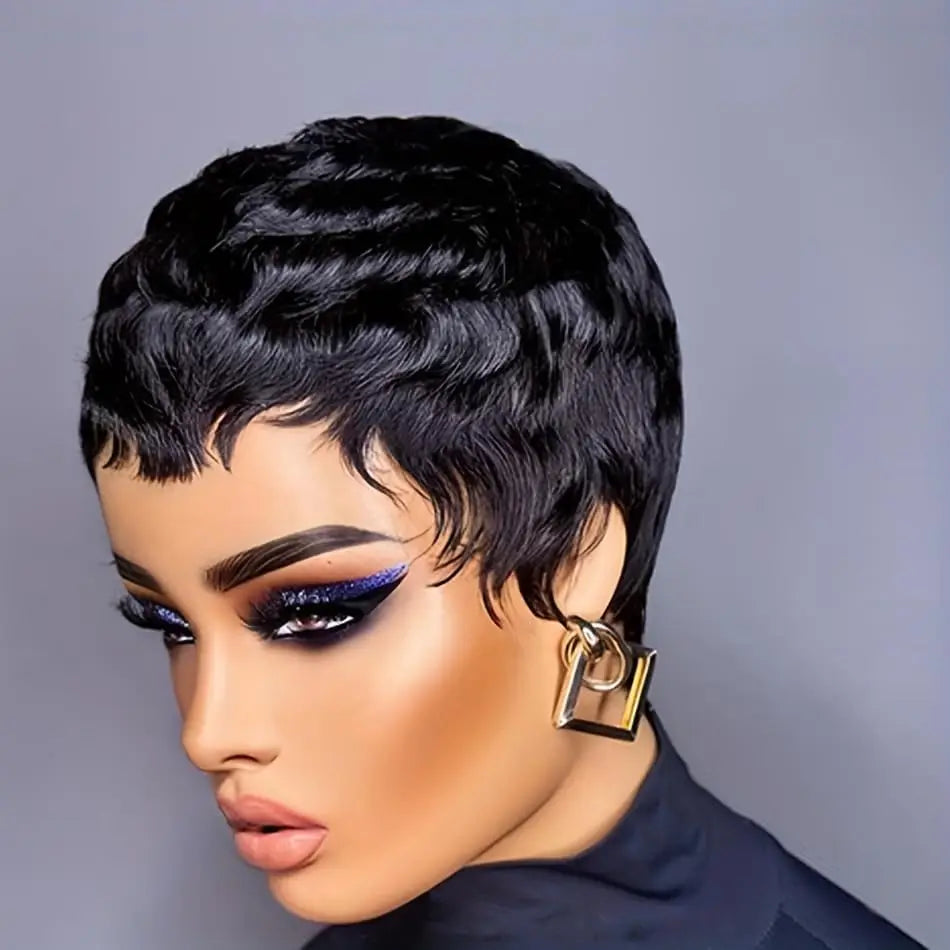 Short Curly Pixie Cut Synthetic Wig for Daily Wear - 3