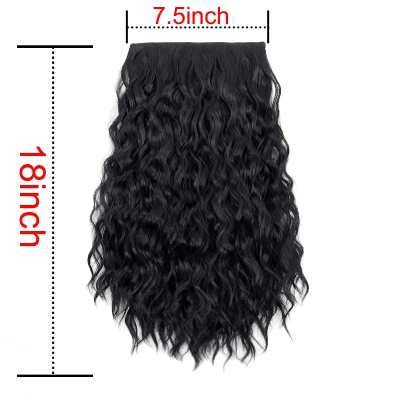 18-Inch Wavy Curly One-Piece Clip-In Hair Extension - 3