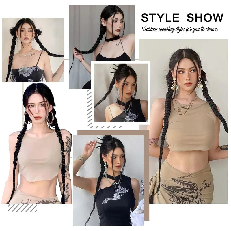 Synthetic Braided Ponytail Extension Set for Trendy Hairstyles - 12