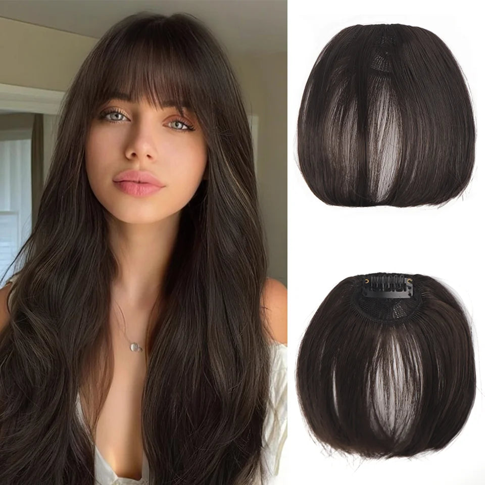 Clip-In Synthetic Blunt Bangs for Instant Hair Style Transformation - 9