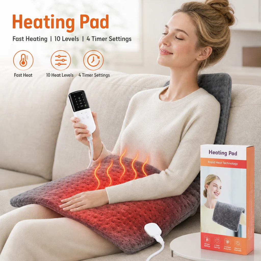 Electric Flannel Heating Pad for Back Pain and Muscle Relief