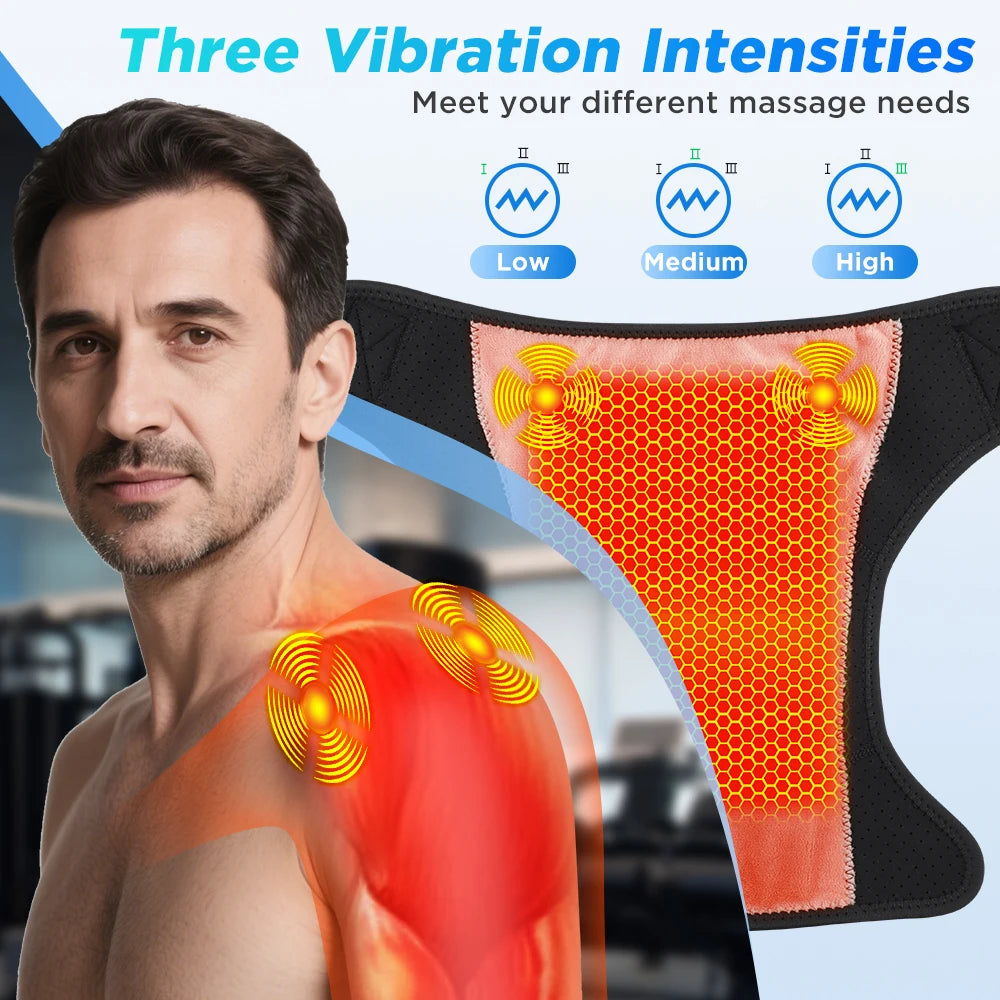 Cordless Heated Shoulder Massage Brace with App Control and Vibration - 12
