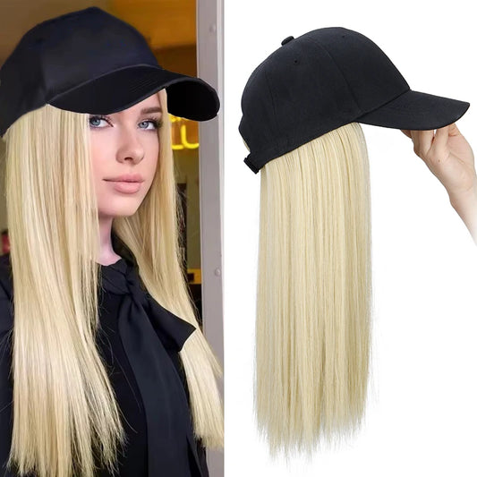 18-Inch Straight Hair Extension Baseball Cap for Daily Wear