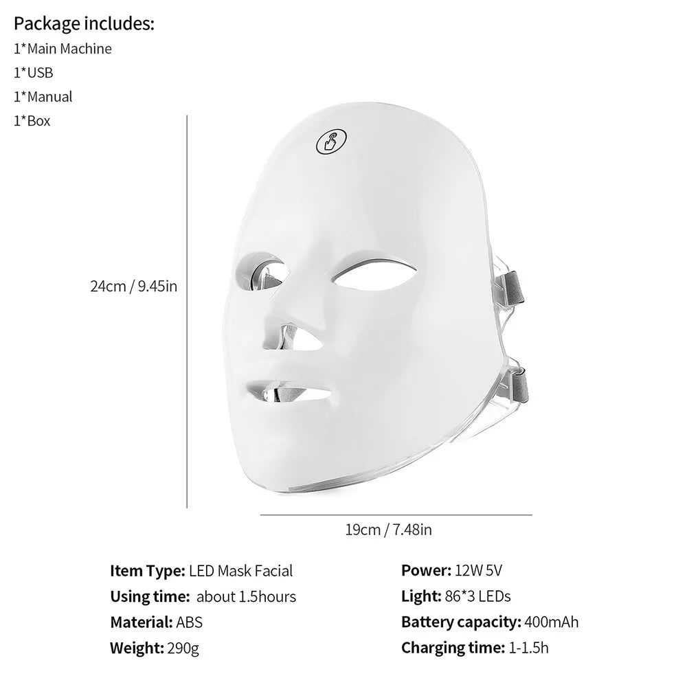 7-Color LED Photon Light Therapy Face Mask for Skin Rejuvenation - 10