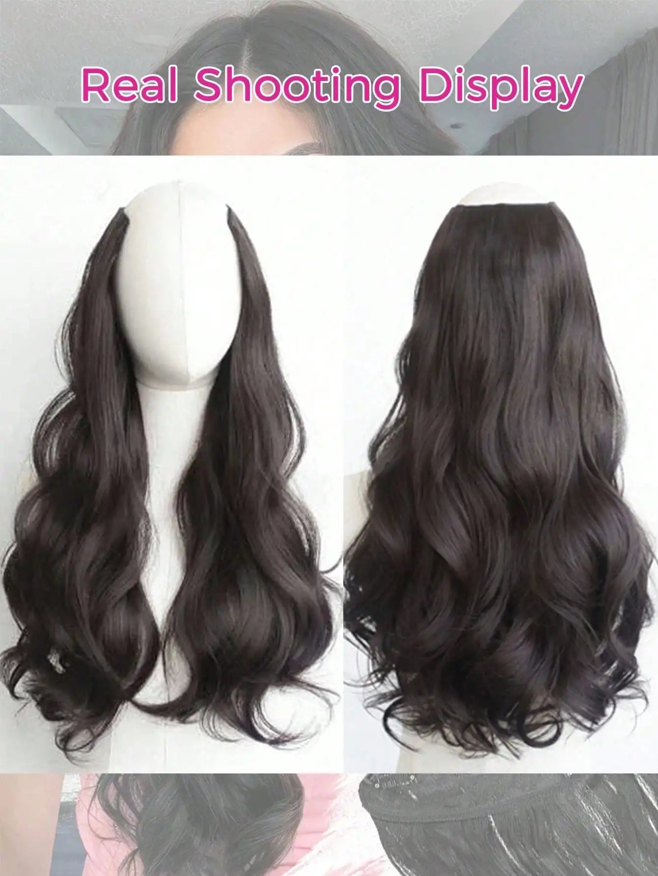 V-Shaped Long Wavy Clip-In Hair Extensions - 5