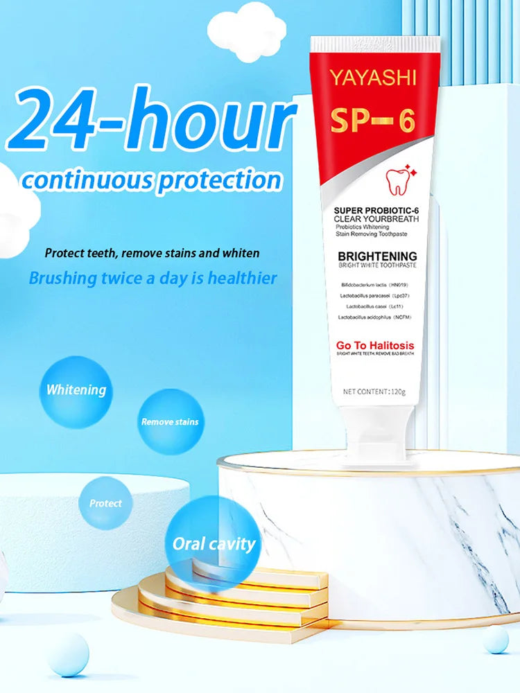 Probiotic Teeth Whitening Toothpaste for Stain Removal and Fresh Breath
