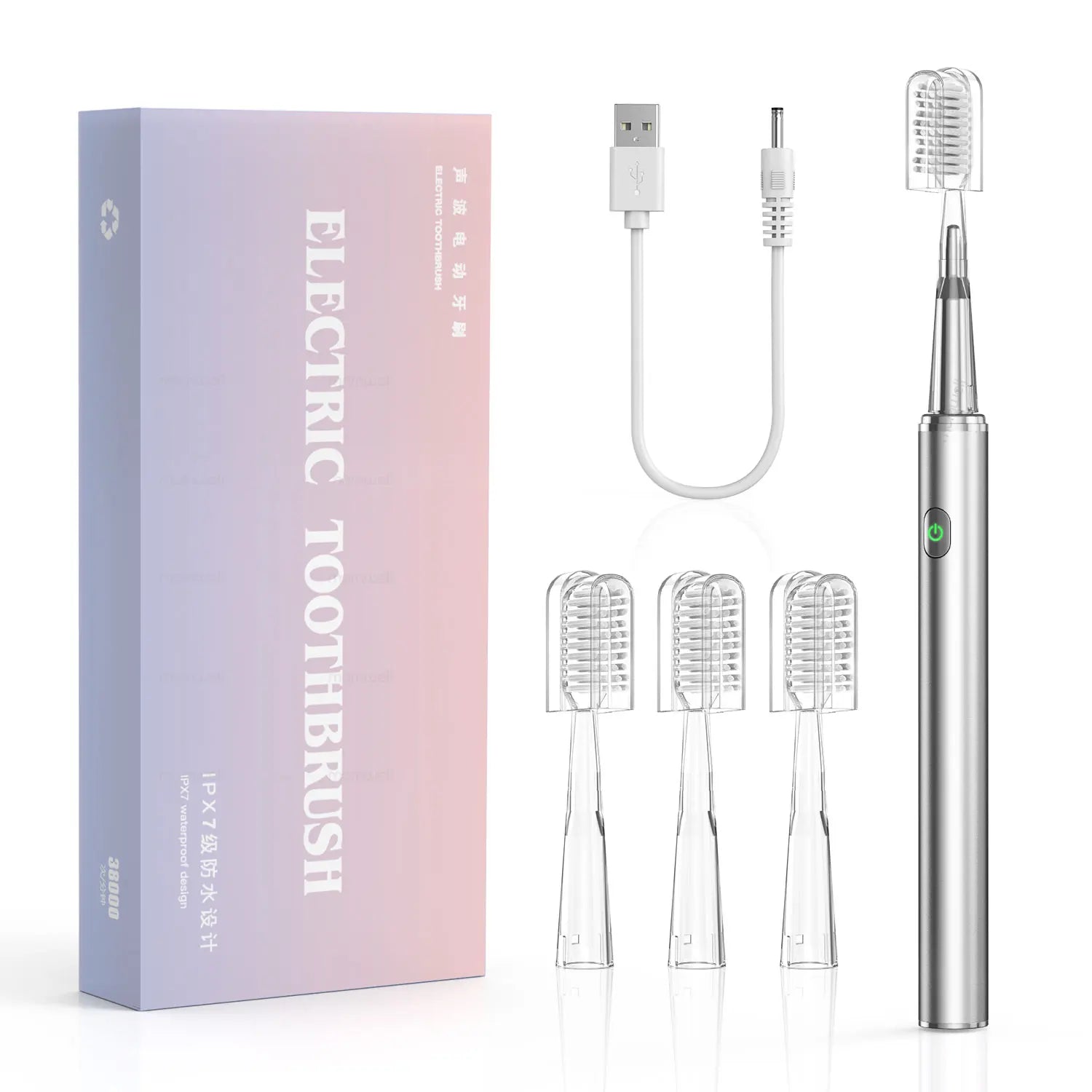 Rechargeable Acoustic Sonic Electric Toothbrush with 4 Replacement Heads - 15