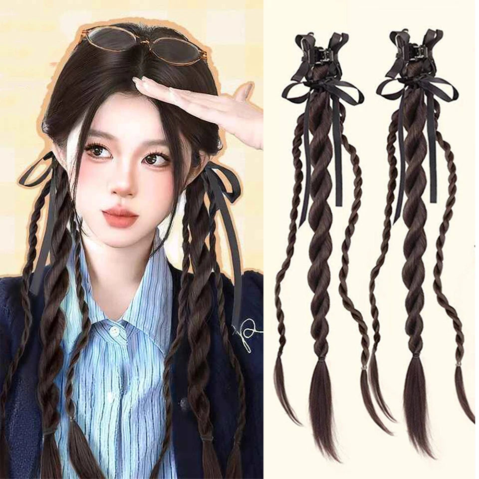 Synthetic Bow Ponytail Twist Braid Hair Clip
