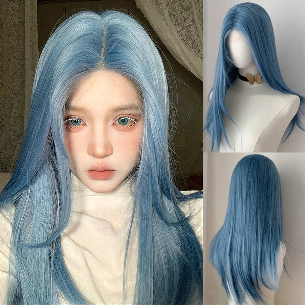 Long Straight Cosplay Wig with Bangs for Parties