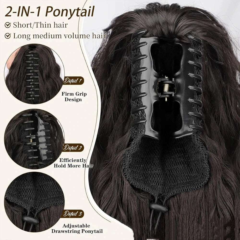 Wavy Claw Clip Ponytail Hair Extension - 10