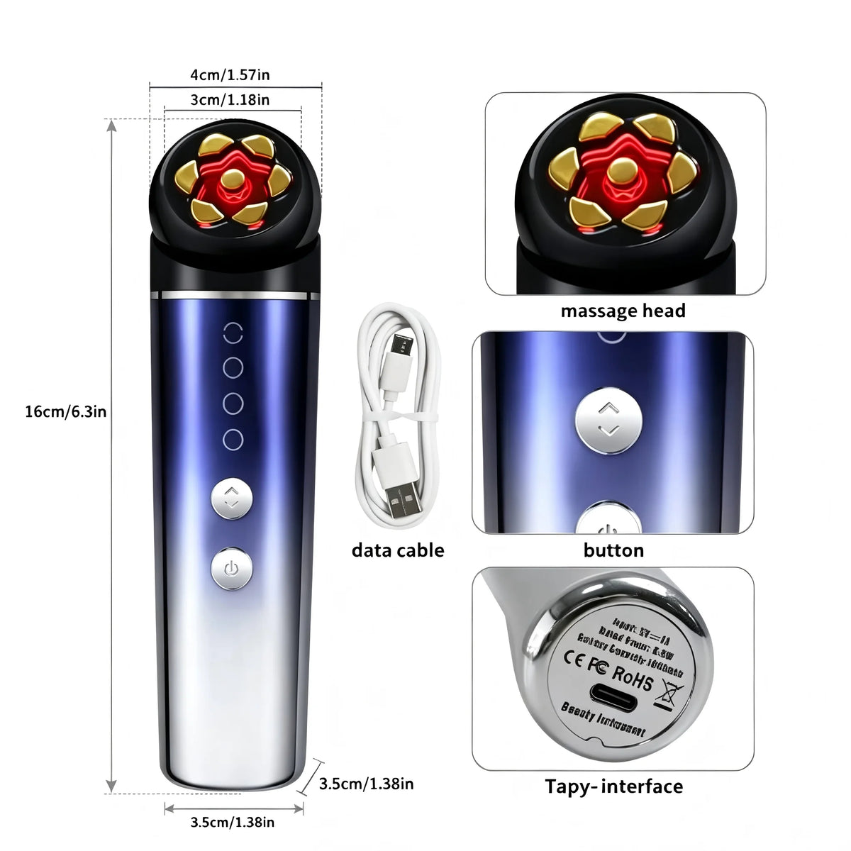 3-in-1 LED Red Light Facial Massager for Skin Tightening and Lifting