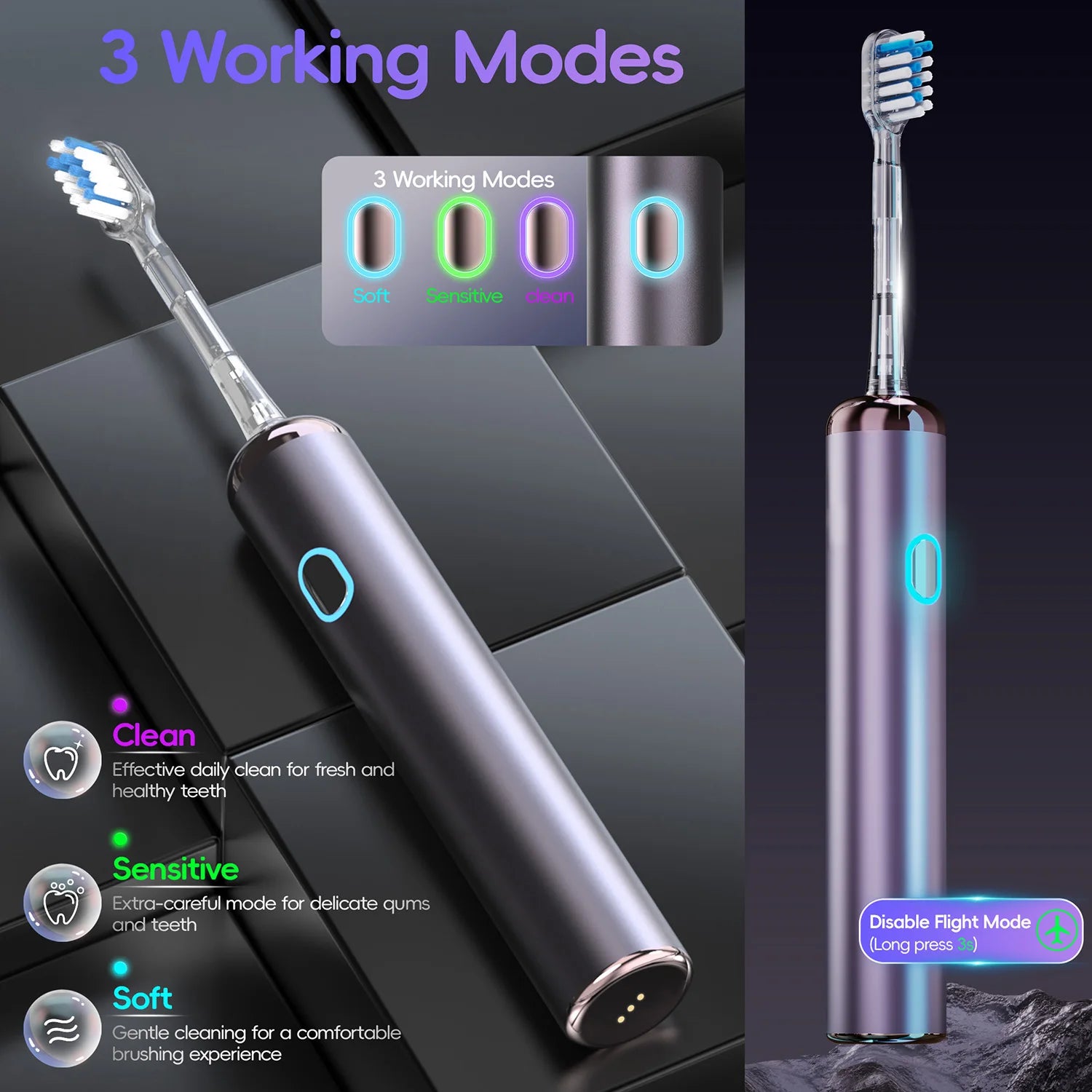 Portable Sonic Electric Toothbrush and Oral Water Flosser Hygiene Set - 5
