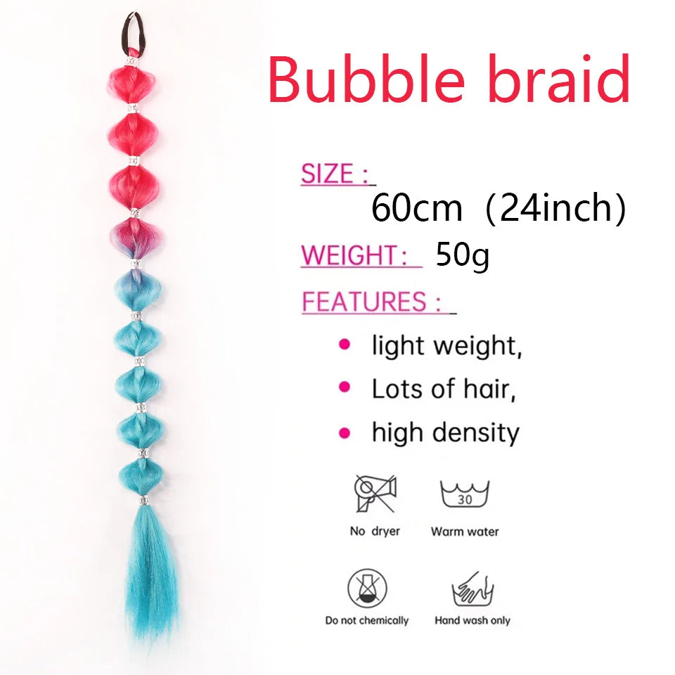 Colorful Bubble Ponytail Extension for Festivals and Parties