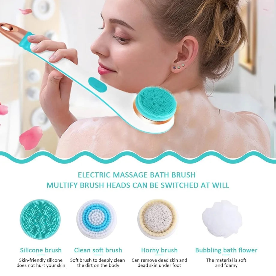 Electric Rotating Body Scrubber with Long Handle for Deep Skin Exfoliation - 4