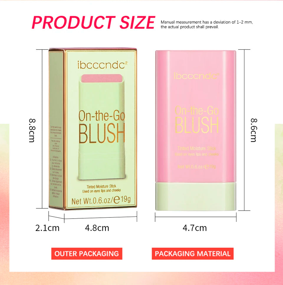 Tinted Moisturizing Blush Stick for Natural Cheeks, Eyes and Lips