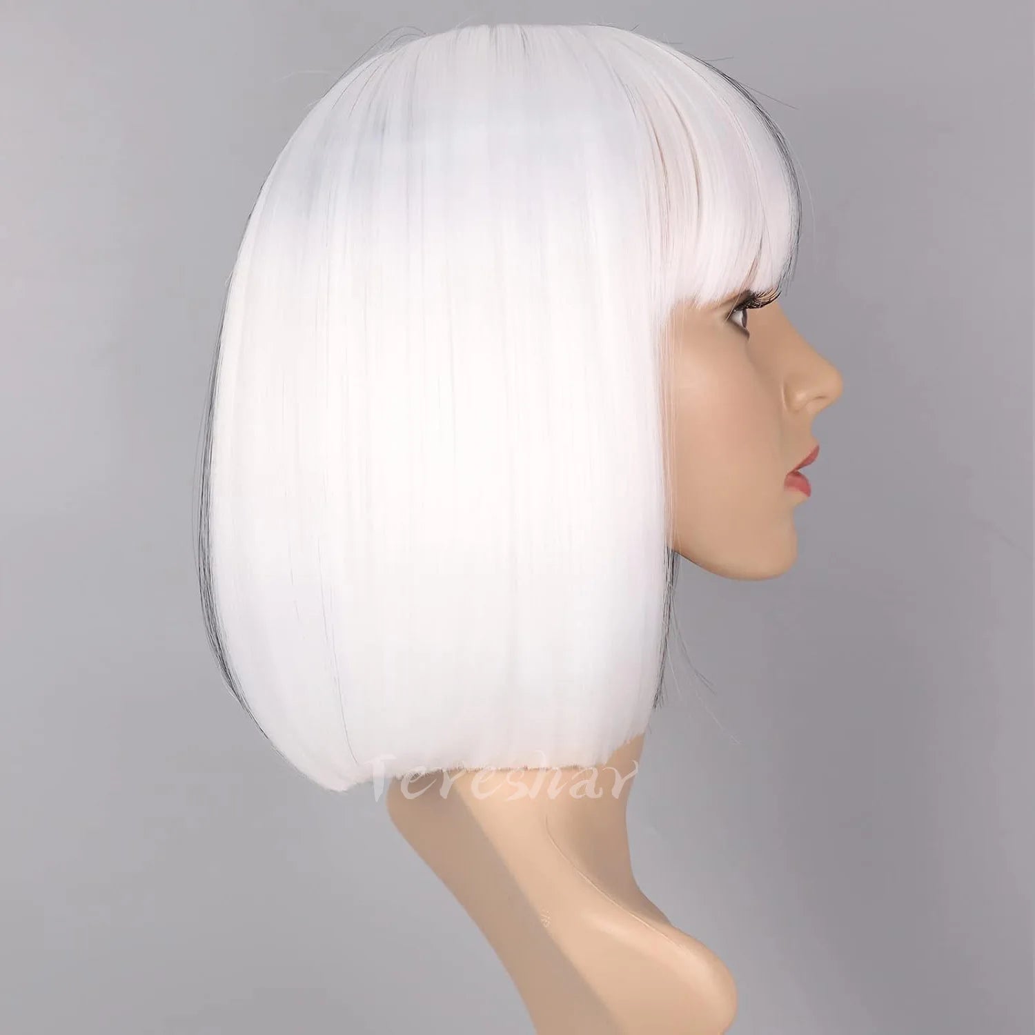 Short Straight Two-Tone Bob Wig with Bangs for Cosplay and Parties - 4