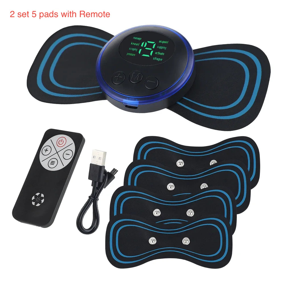 Portable Electric Body Massage Patch with Remote for Pain Relief - 28