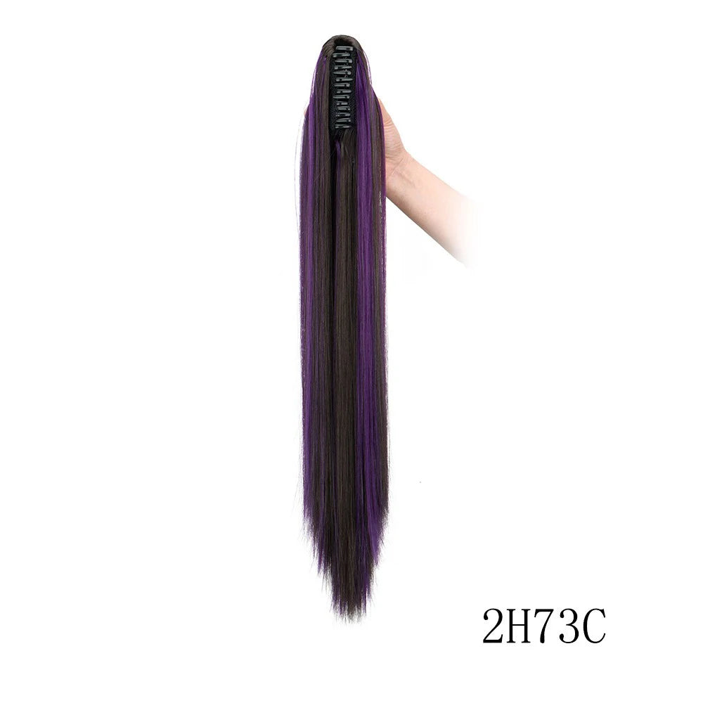 24-Inch Long Straight Claw Clip Ponytail Hair Extension - 12