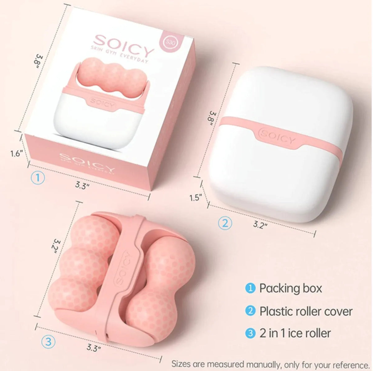 Double Ended Cold Therapy Ice Roller for Facial Puffiness and Skin Care