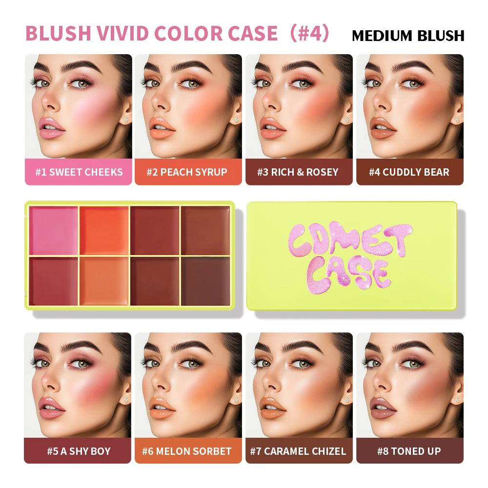 8-Color Cream Blush and Face Contouring Palette for Natural Makeup Looks