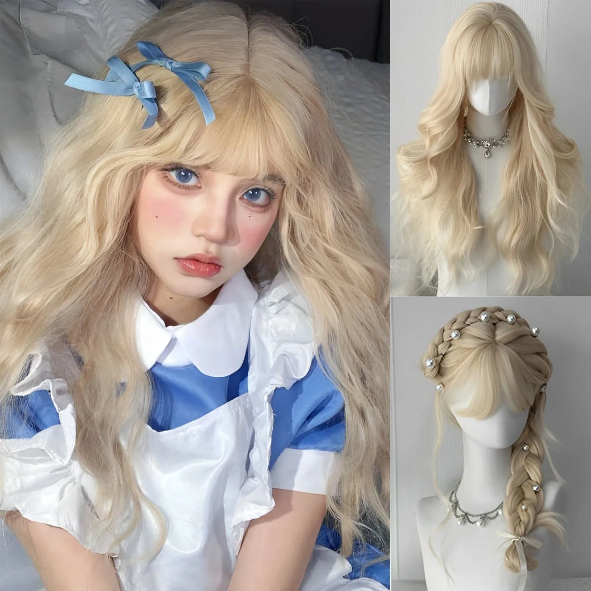 Wavy Brown Cosplay Wig with Curly Pigtails for Costume Parties