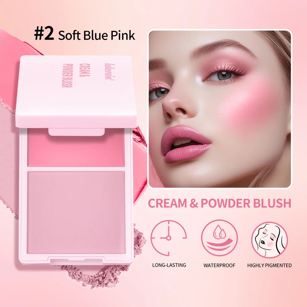 2-in-1 Cream and Powder Blush Palette for Long-Lasting Radiant Makeup