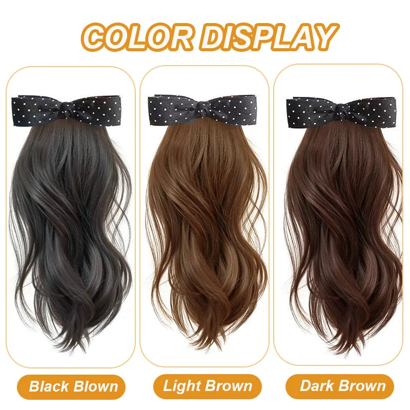 Wavy Ponytail Hair Extension with Bow Clip