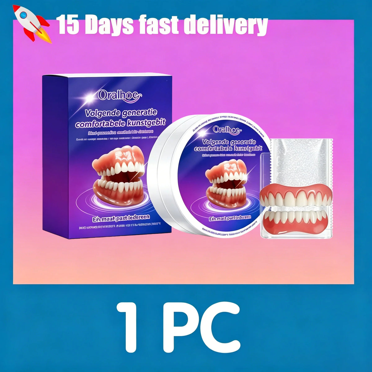 Soft Silicone Snap-On Denture Kit for Realistic Natural Looking Smile