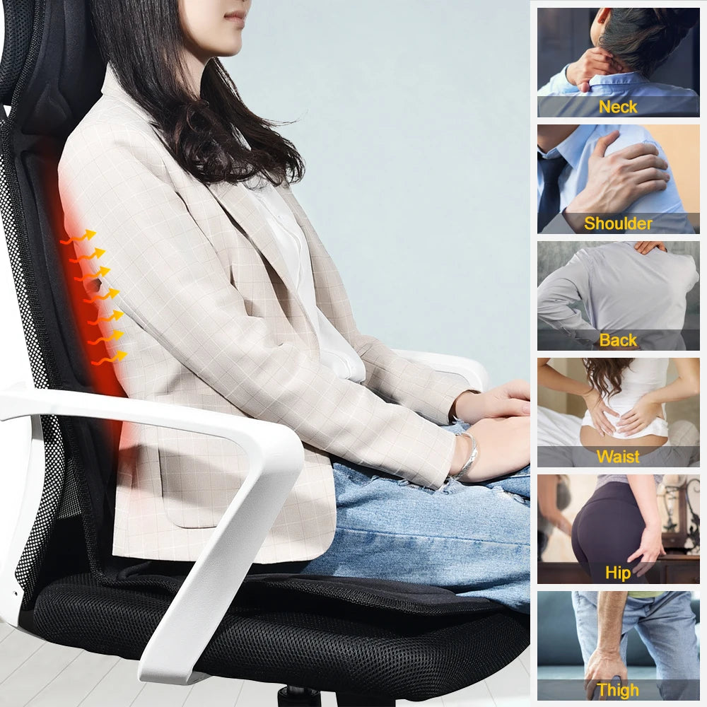 Full-Body Electric Heated Massage Chair Pad for Back and Neck Pain Relief