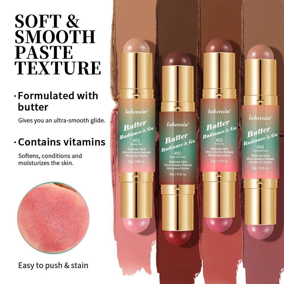 Double-Ended Cream Bronzer and Blush Stick for Face and Lips