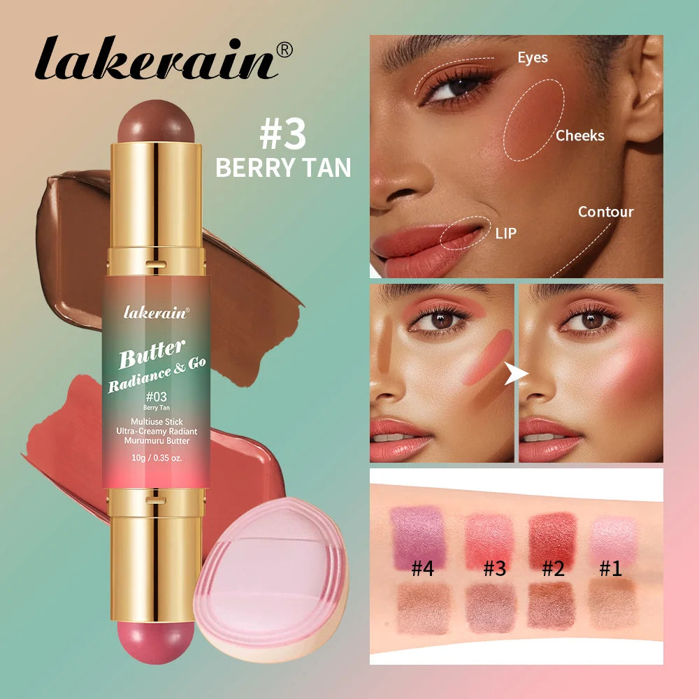 Double-Ended Cream Bronzer and Blush Stick for Face and Lips - 1