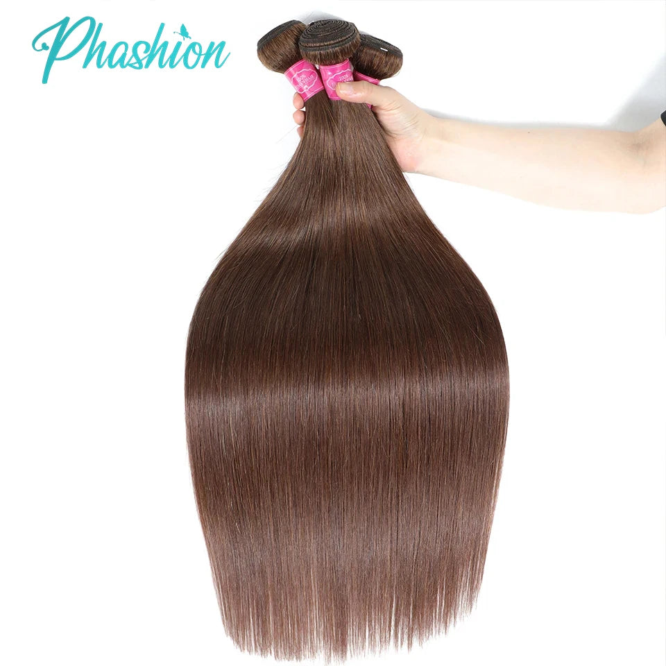 Silky Chocolate Brown Straight Human Hair Extensions - 2