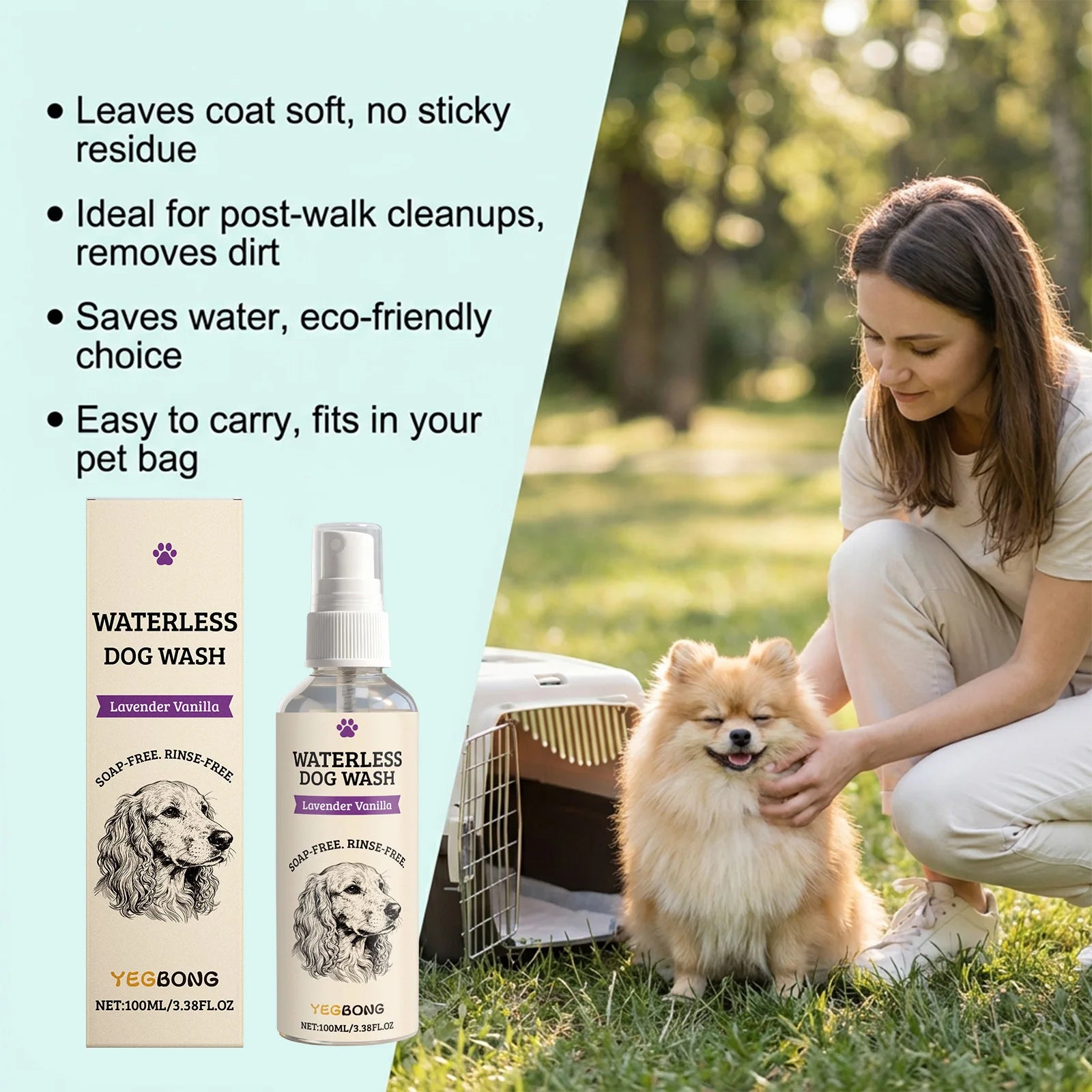 Waterless Dog Shampoo Spray for Quick Cleaning and Odor Removal - 14