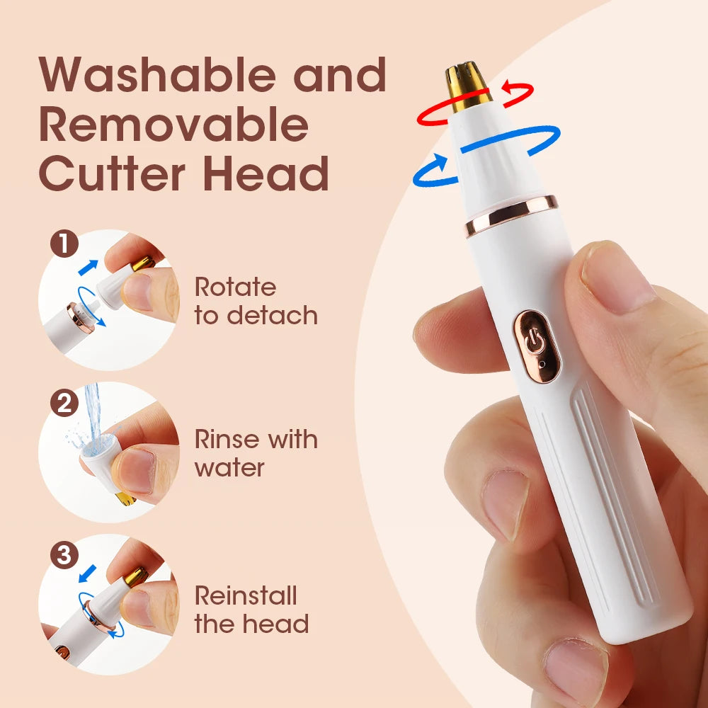 2-in-1 Electric Eyebrow and Nose Hair Trimmer for Painless Grooming