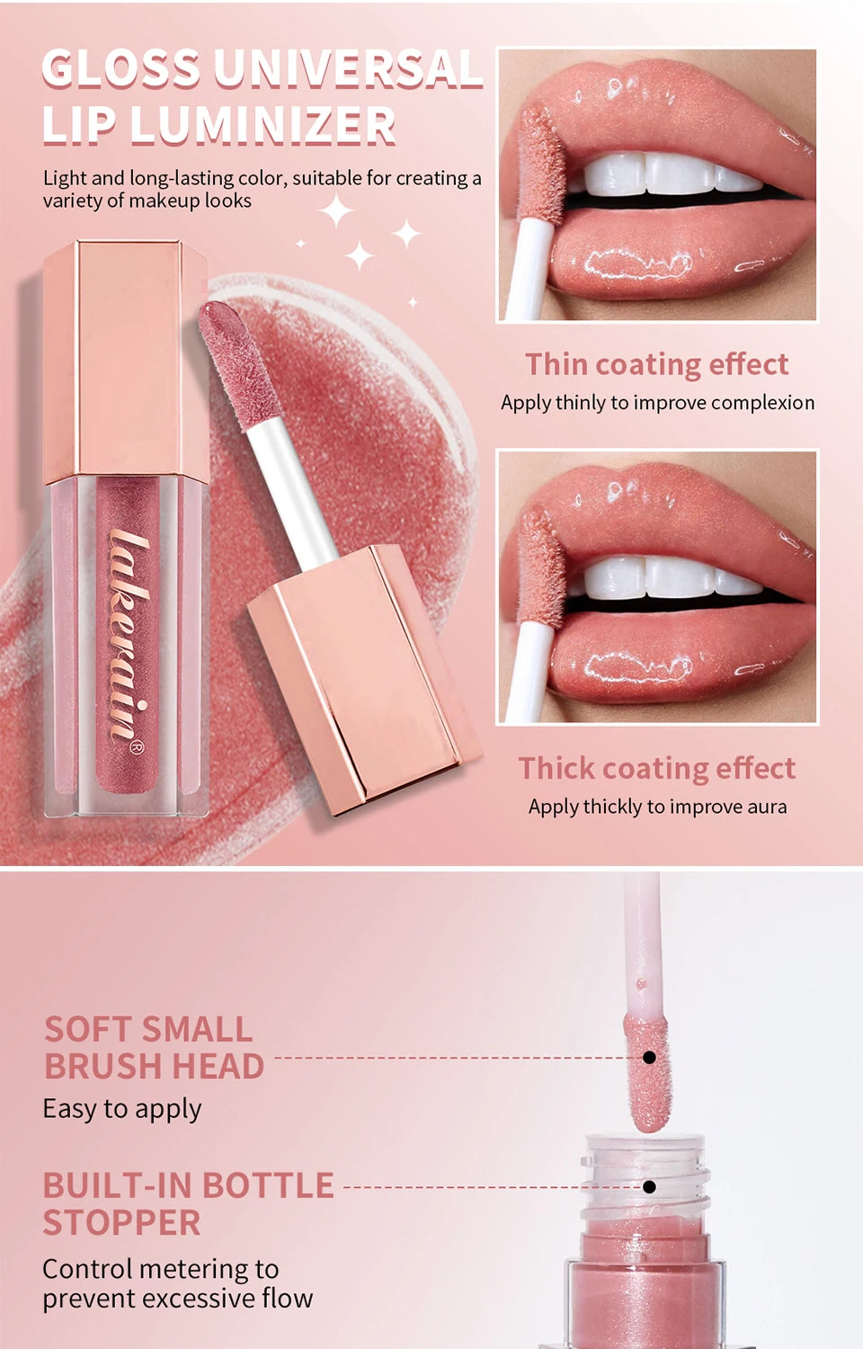 Hydrating Liquid Lip Gloss with Shimmer for Plump and Moisturized Lips