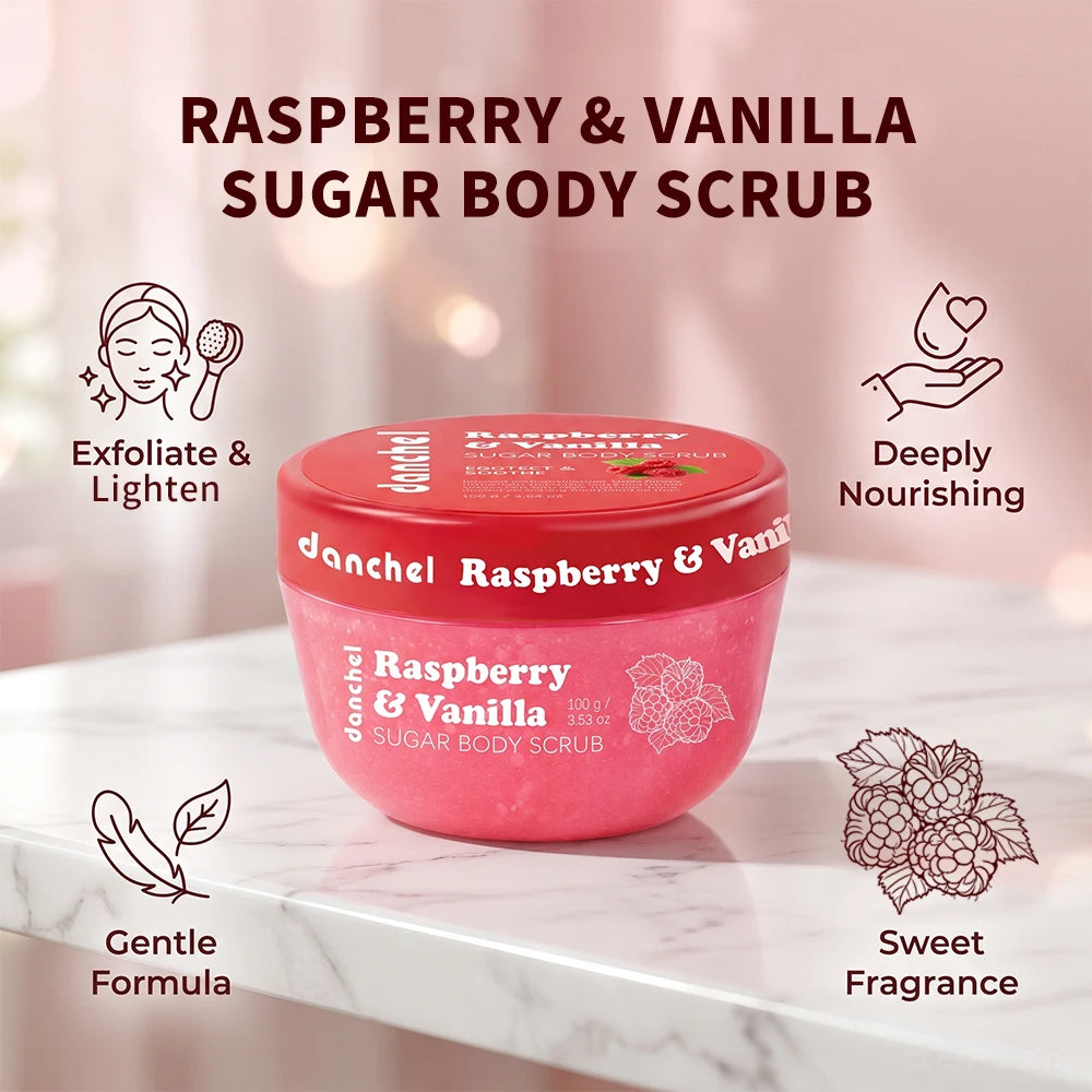 Raspberry Vanilla Sugar Body Scrub for Smooth and Hydrated Skin - 3