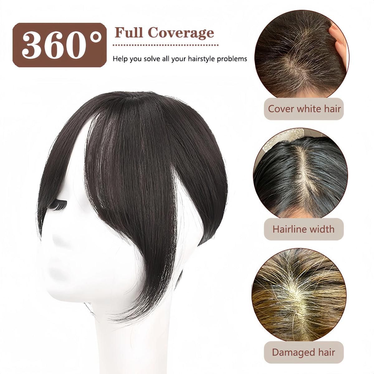 Clip-In Hair Topper for Volume and Natural Fringe