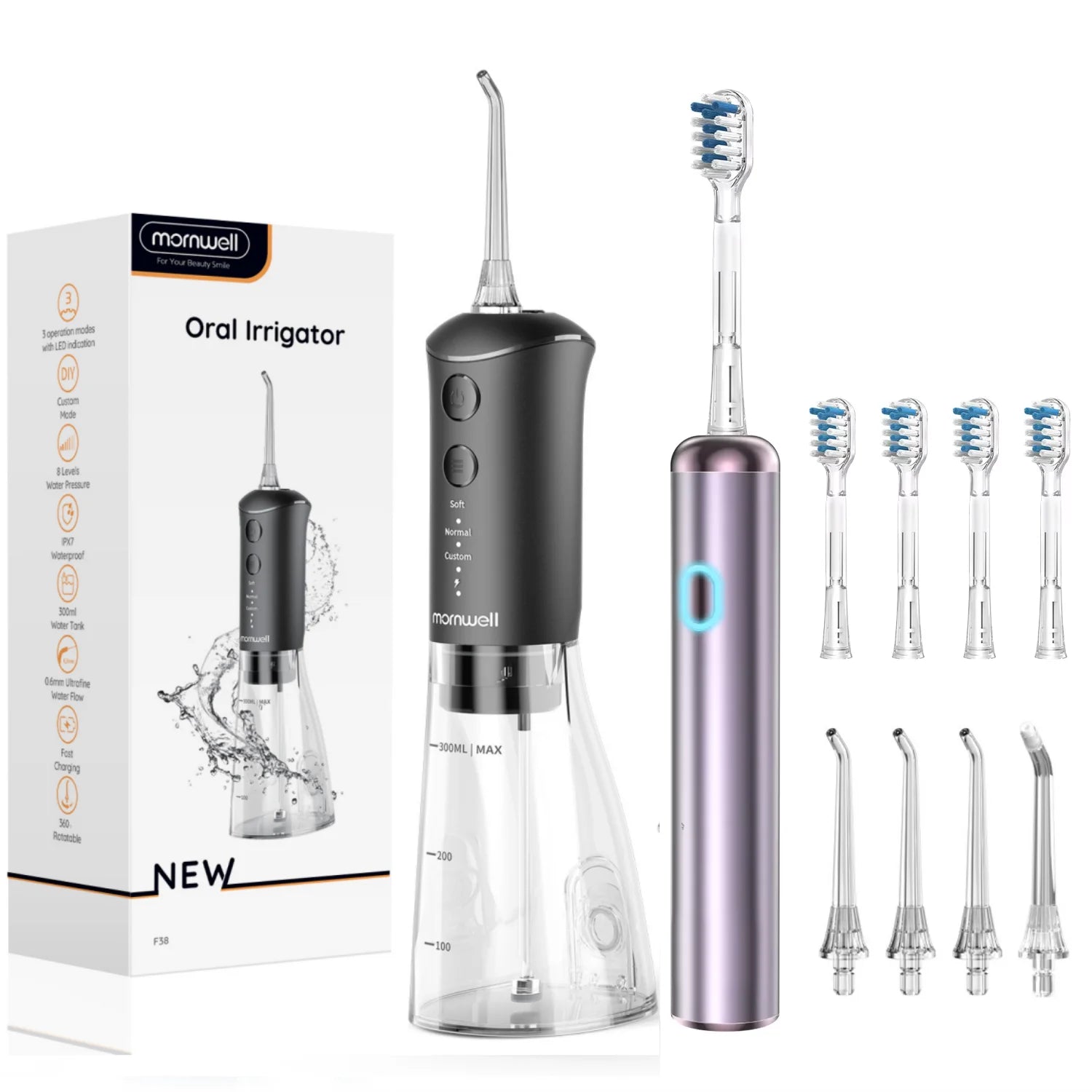 Portable Sonic Electric Toothbrush and Oral Water Flosser Hygiene Set - 24