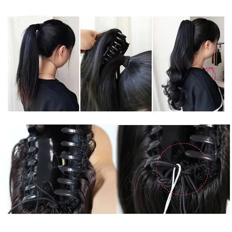 Long Curly Wavy Claw Clip Ponytail Hair Extension for Instant Volume