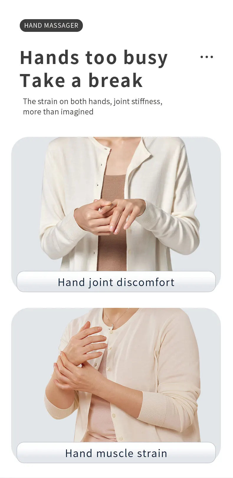 Electric Hand and Wrist Compression Massager with Heat and UV Cleaning
