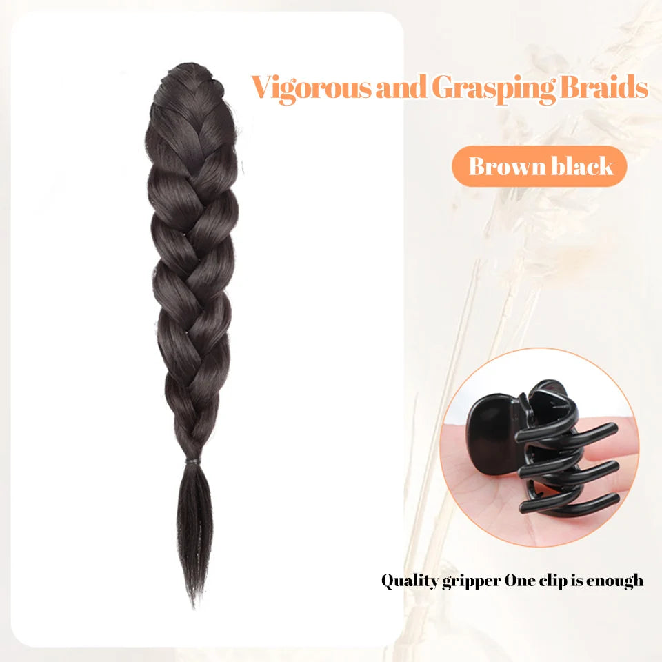 Long Claw Clip-On Braid Ponytail Hair Extension for Daily Styling